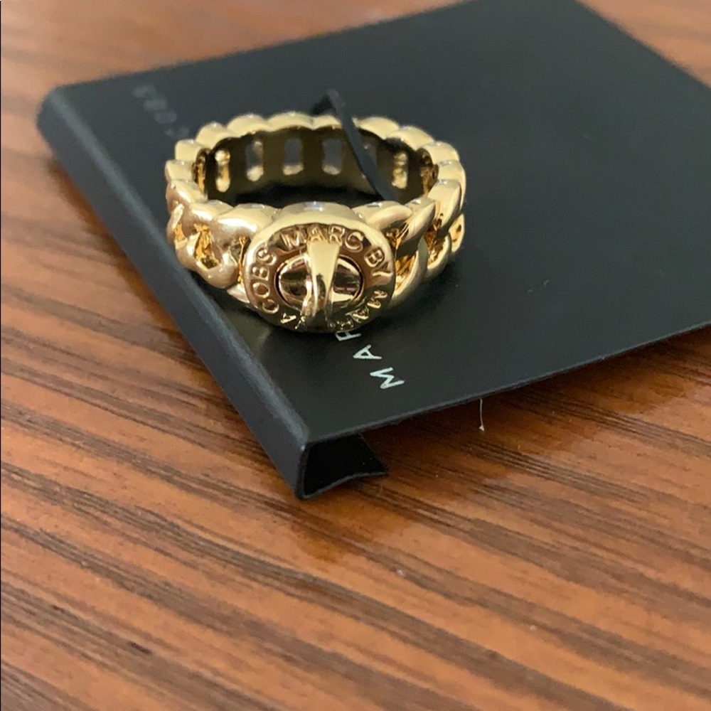 NEW Marc By Marc Jacobs Gold Turnlock Ring- S/M